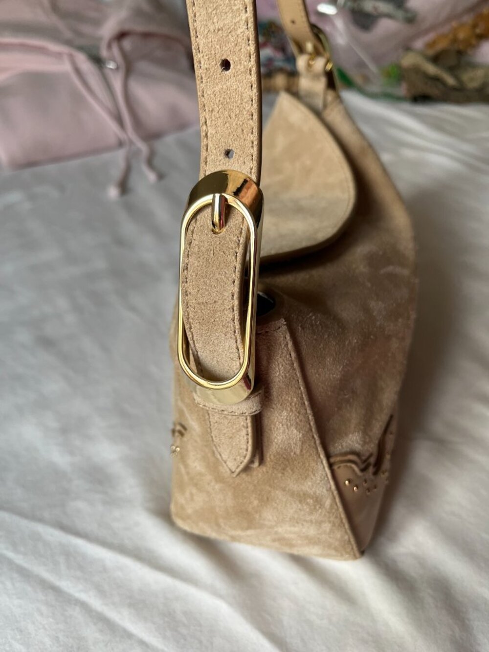 J. Crew Berkeley Small Shoulder Bag in Studded Leather and Suede NWT - Picture 6 of 8